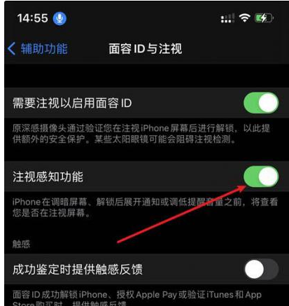 界首苹果14维修网点分享iPhone14注视感知功能有什么用 